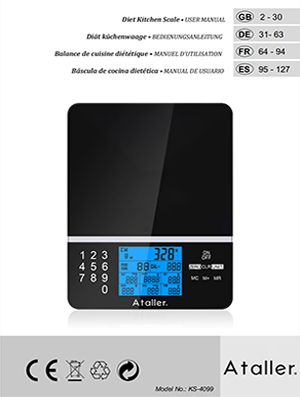 KS-4099 Diet Kitchen Scale User Manual Ver202301